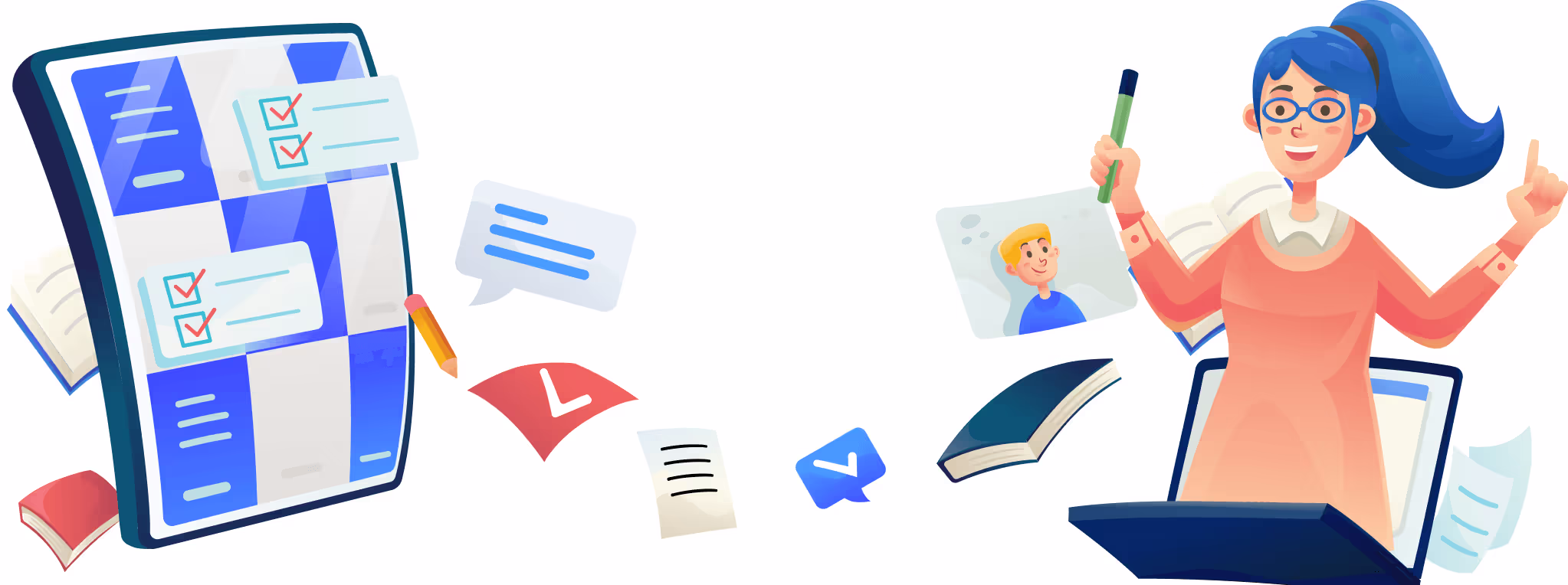 Teacher and App illustration 